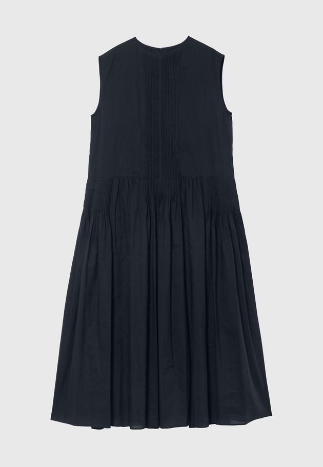 RAMIE COTTON PINTUCK SLEEVELESS DRESS / ラミーコットンピンタックスリーブレスドレス 詳細画像 Navy 5