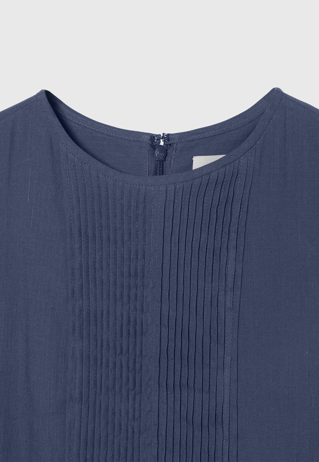 RAMIE COTTON PINTUCK SLEEVELESS DRESS / ラミーコットンピンタックスリーブレスドレス 詳細画像 Blue 3