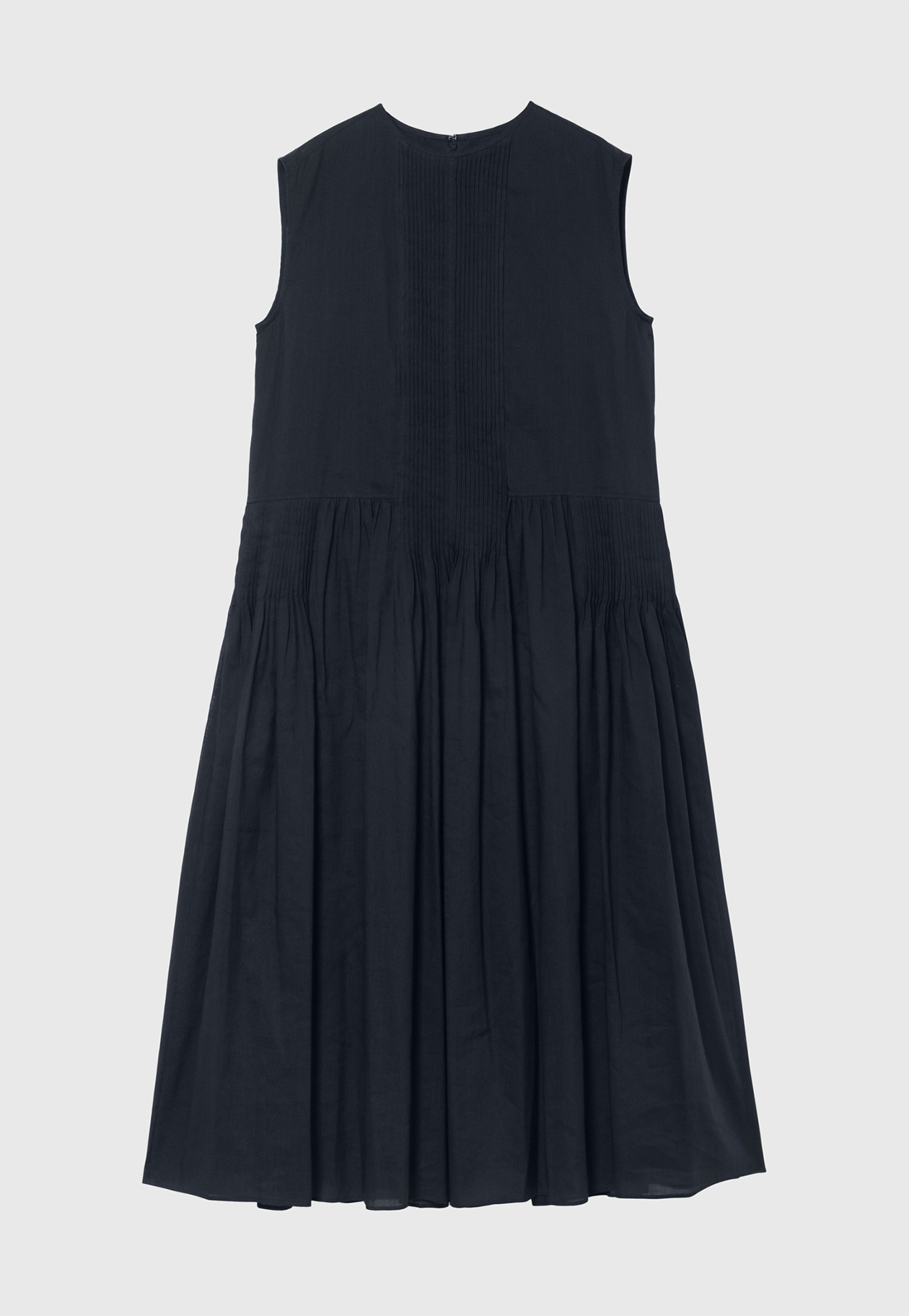 RAMIE COTTON PINTUCK SLEEVELESS DRESS / ラミーコットンピンタックスリーブレスドレス 詳細画像 Navy 5