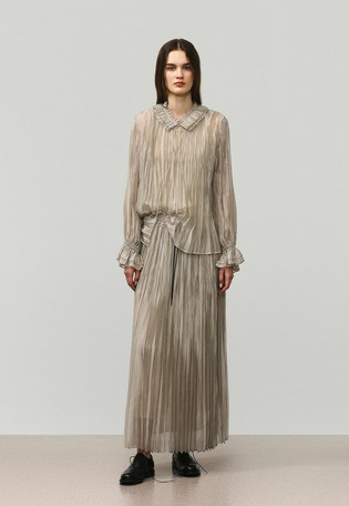 TENCEL ORGANDY PLEATS BLOUSE / テンセルオーガンジープリーツブラウス