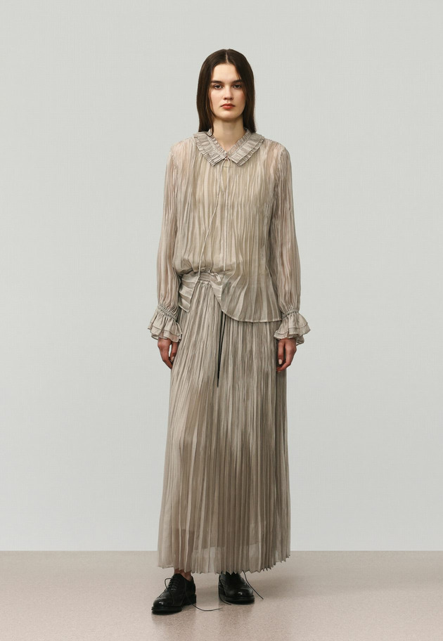 TENCEL ORGANDY PLEATS BLOUSE / テンセルオーガンジープリーツブラウス 詳細画像 Beige 1