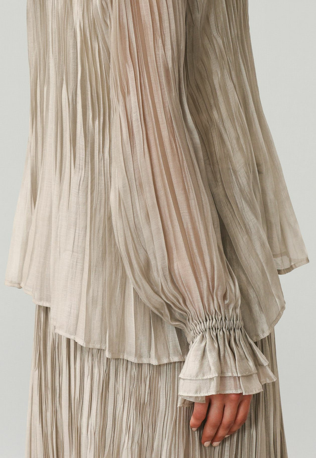 TENCEL ORGANDY PLEATS BLOUSE / テンセルオーガンジープリーツブラウス 詳細画像 Beige 2