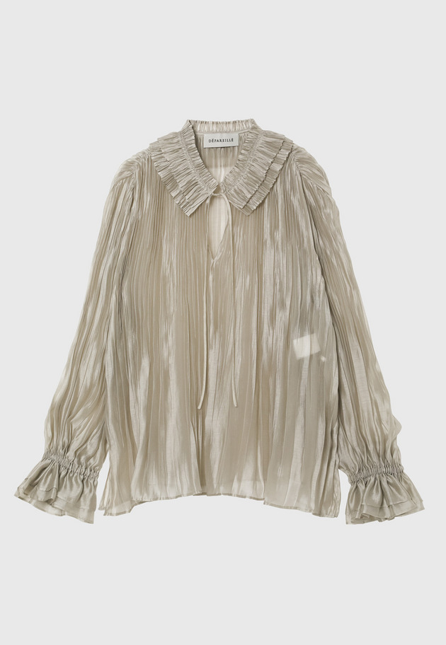 TENCEL ORGANDY PLEATS BLOUSE / テンセルオーガンジープリーツブラウス 詳細画像 Beige 3