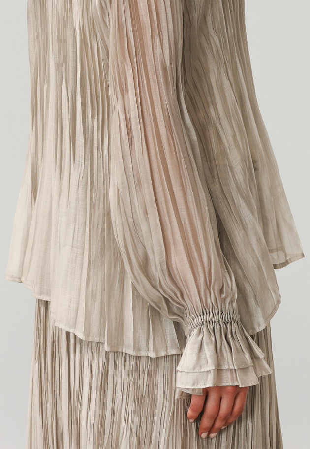 TENCEL ORGANDY PLEATS BLOUSE / テンセルオーガンジープリーツブラウス 詳細画像 Beige 5