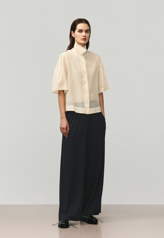 COTTON VOILE SHORT SLEEVE BLOUSE / コットンボイルショートスリーブブラウス 詳細画像 Beige 1