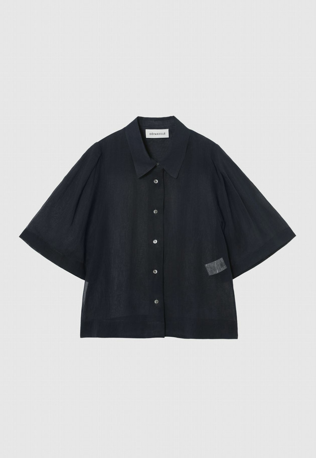 COTTON VOILE SHORT SLEEVE BLOUSE / コットンボイルショートスリーブブラウス 詳細画像 Navy 1
