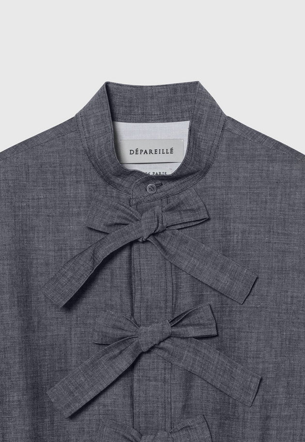 4.5OZ DENIM TRIPLE RIBBON BLOUSE / 4.5OZデニムトリプルリボンブラウス 詳細画像 Blue 6