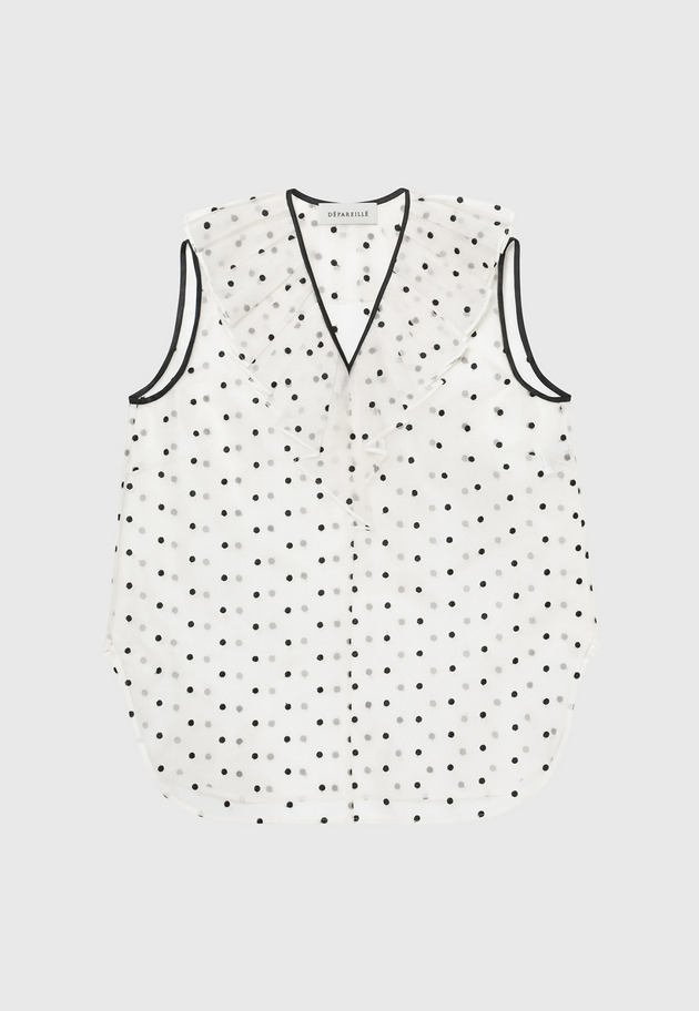 DOT ORGANDY SLEEVELESS BLOUSE / ドットオーガンジースリーブレスブラウス 詳細画像 White 1