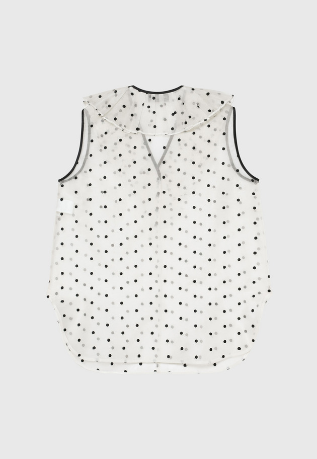 DOT ORGANDY SLEEVELESS BLOUSE / ドットオーガンジースリーブレスブラウス 詳細画像 White 2