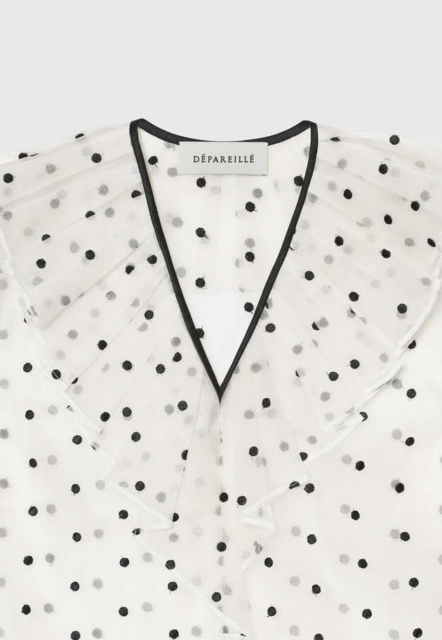 DOT ORGANDY SLEEVELESS BLOUSE / ドットオーガンジースリーブレスブラウス 詳細画像 White 3