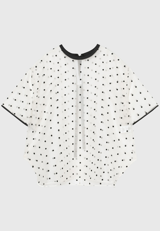 DOT ORGANDY SHORT SLEEVE BLOUSE / ドットオーガンジーショートスリーブブラウス 詳細画像 White 1