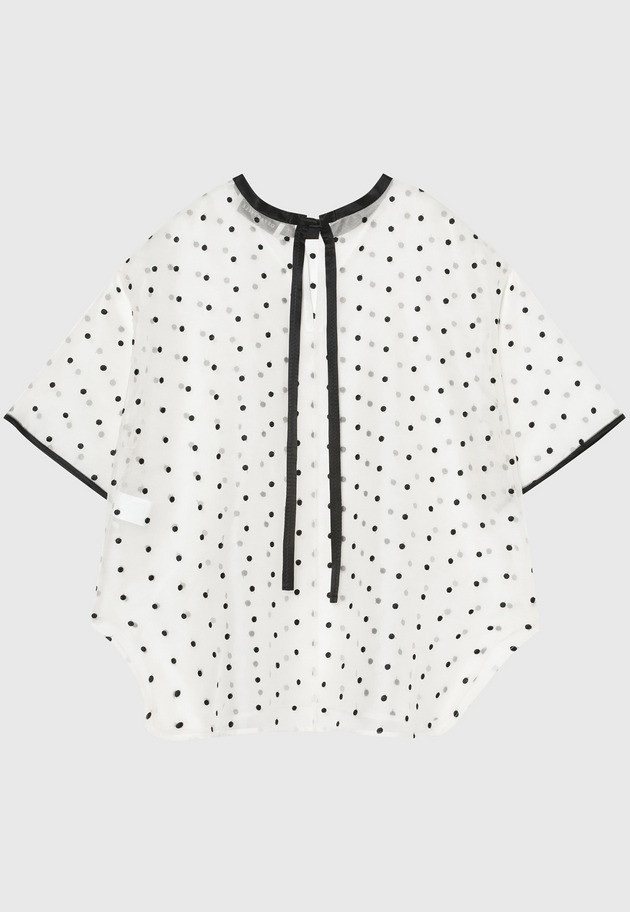 DOT ORGANDY SHORT SLEEVE BLOUSE / ドットオーガンジーショートスリーブブラウス 詳細画像 White 2