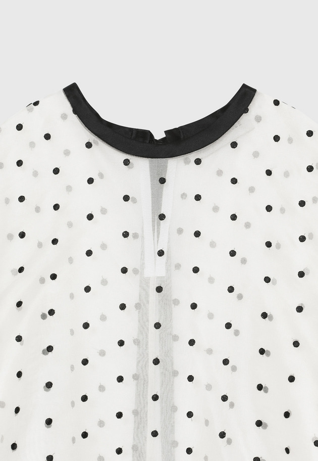 DOT ORGANDY SHORT SLEEVE BLOUSE / ドットオーガンジーショートスリーブブラウス 詳細画像 White 3