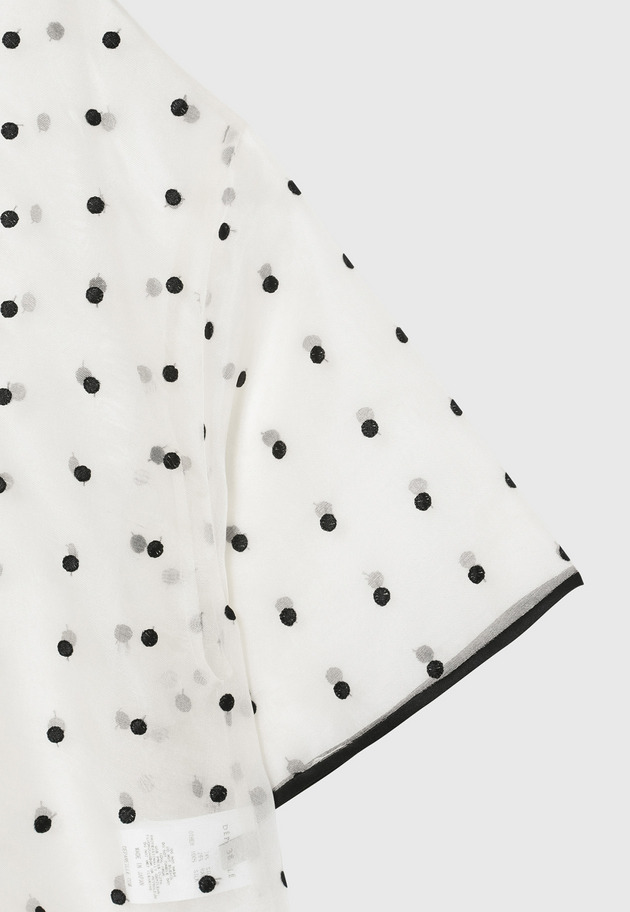 DOT ORGANDY SHORT SLEEVE BLOUSE / ドットオーガンジーショートスリーブブラウス 詳細画像 White 4