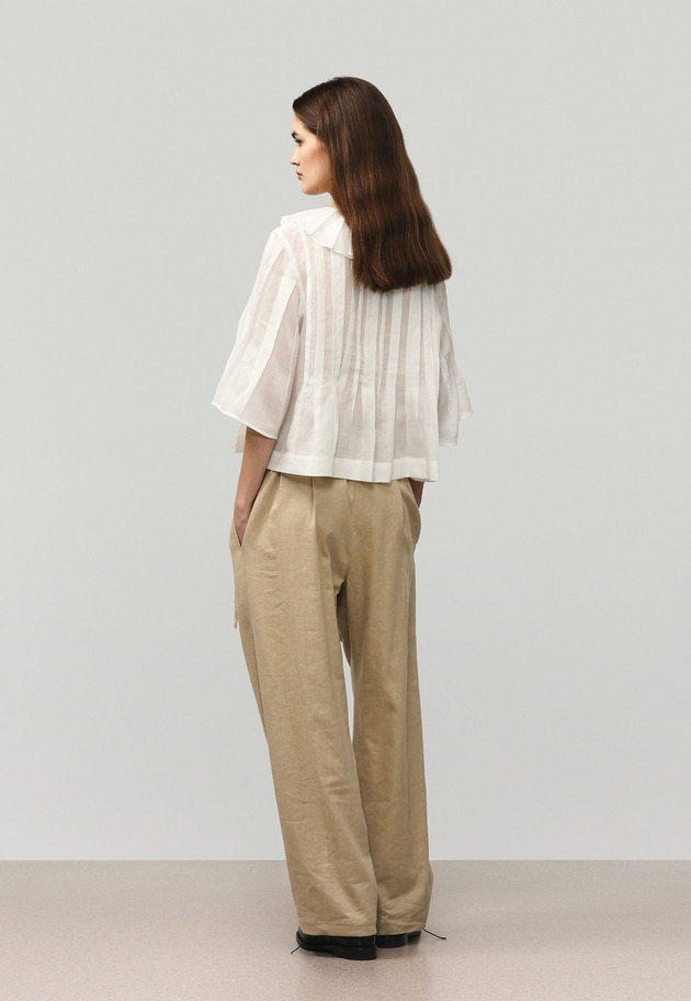 RAMIE PLEATS SHORT SLEEVE BLOUSE / ラミープリーツショートスリーブブラウス 詳細画像 OW 3