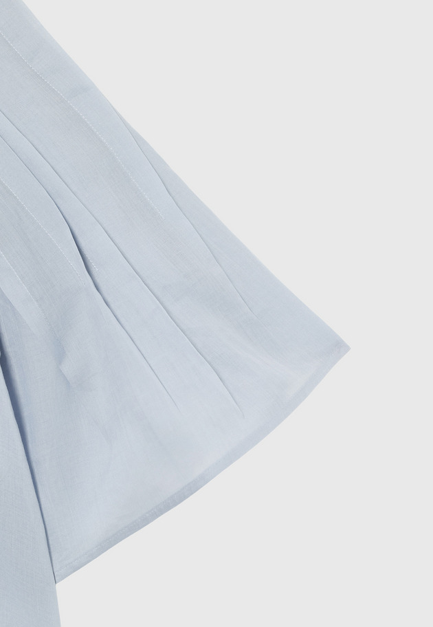 RAMIE PLEATS SHORT SLEEVE BLOUSE / ラミープリーツショートスリーブブラウス 詳細画像 Sax 4