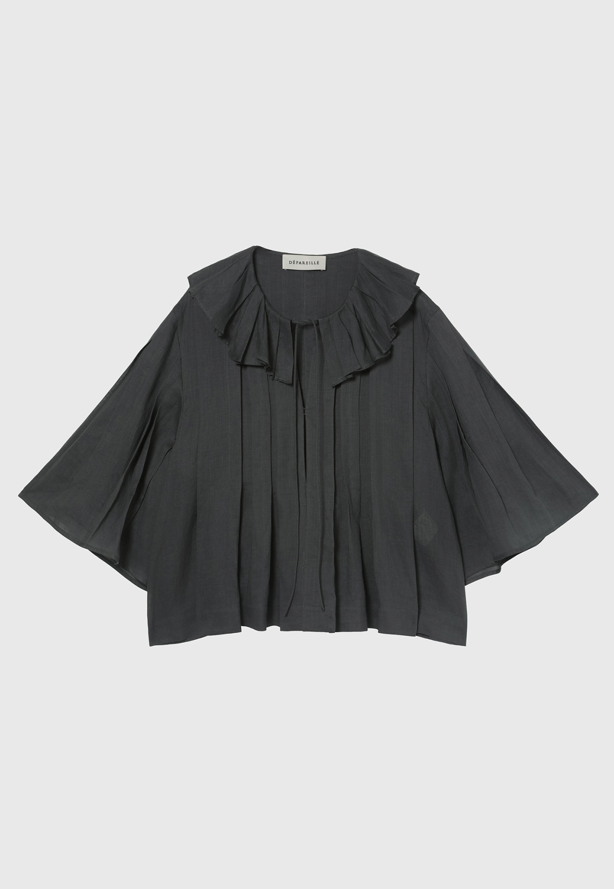 RAMIE PLEATS SHORT SLEEVE BLOUSE / ラミープリーツショートスリーブブラウス 詳細画像 Chcl 1