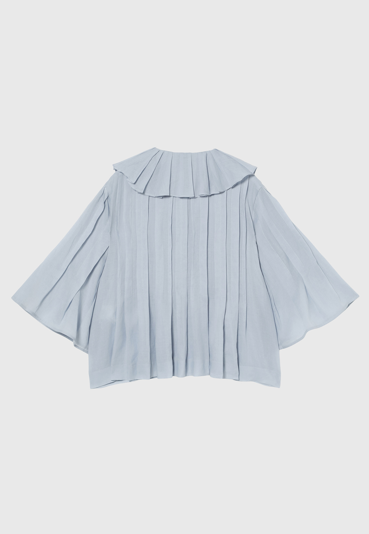 RAMIE PLEATS SHORT SLEEVE BLOUSE / ラミープリーツショートスリーブブラウス 詳細画像 Sax 2