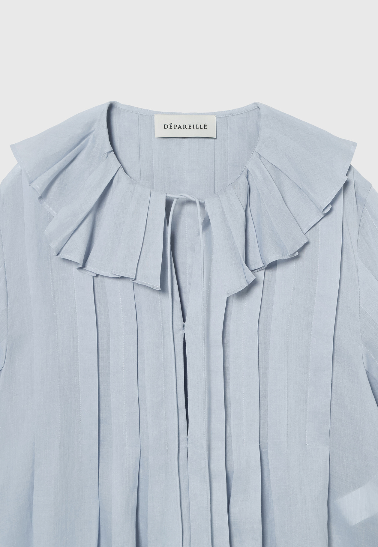 RAMIE PLEATS SHORT SLEEVE BLOUSE / ラミープリーツショートスリーブブラウス 詳細画像 Sax 3