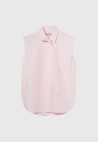 COTTON TWILL SLEEVELESS BOW BLOUSE / コットンツイルスリーブレスボウブラウス