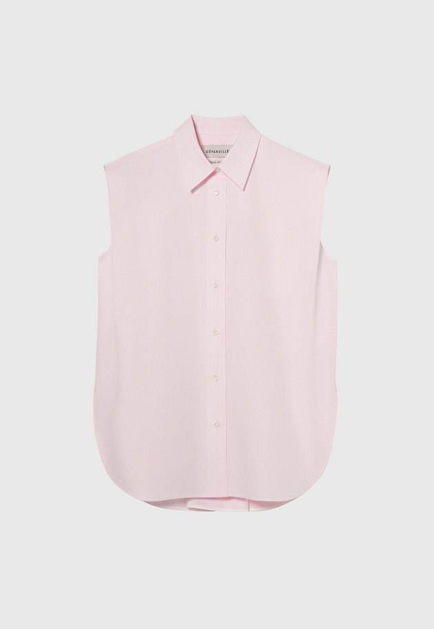 COTTON TWILL SLEEVELESS BOW BLOUSE / コットンツイルスリーブレスボウブラウス 詳細画像 Pink 2