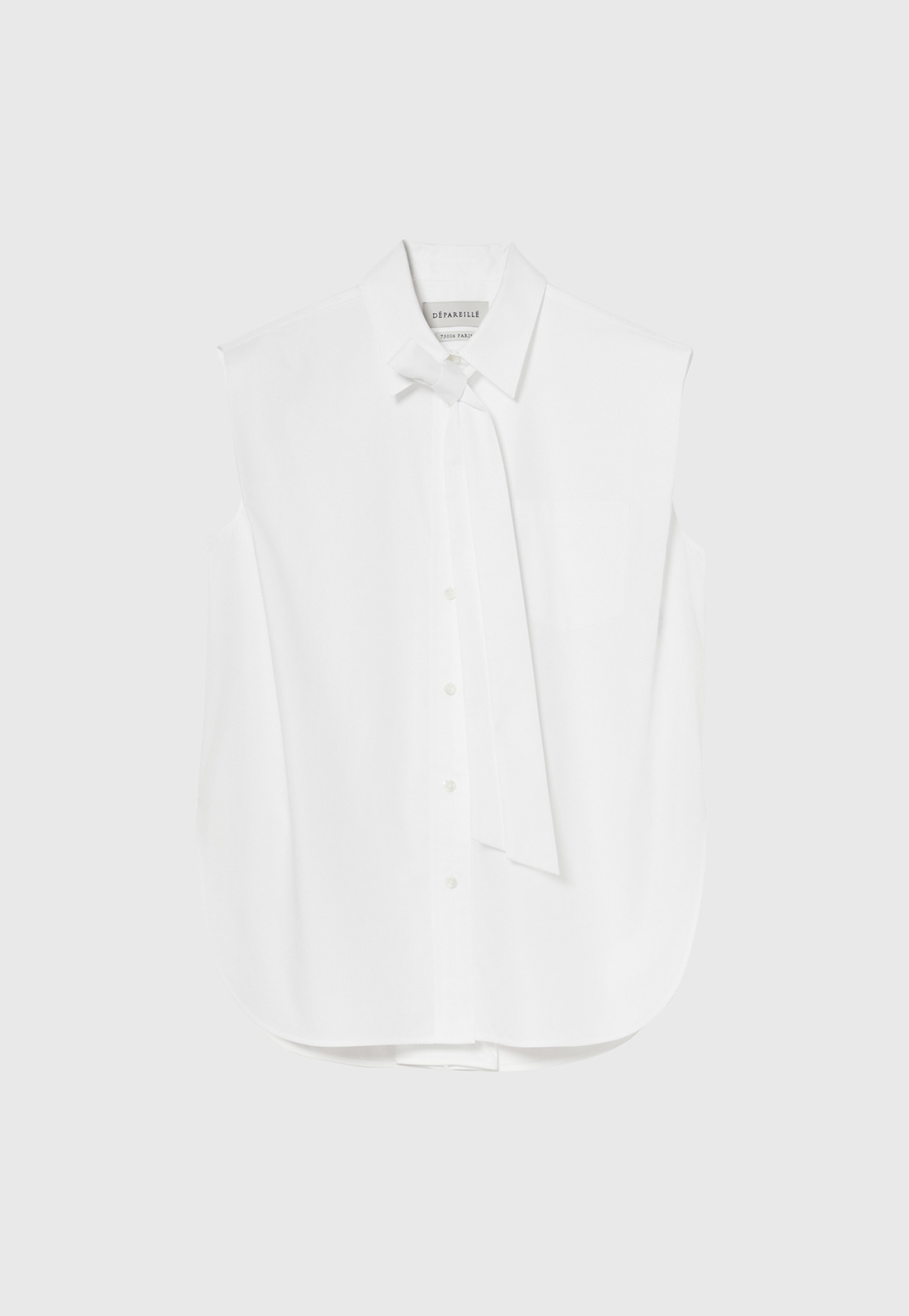 COTTON TWILL SLEEVELESS BOW BLOUSE / コットンツイルスリーブレスボウブラウス 詳細画像 OW 1