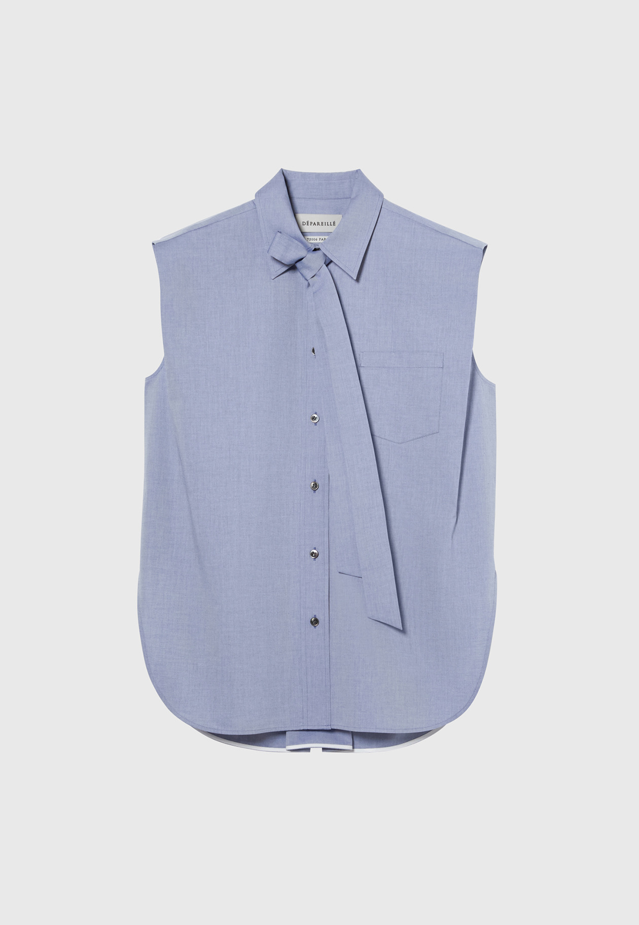 COTTON TWILL SLEEVELESS BOW BLOUSE / コットンツイルスリーブレスボウブラウス 詳細画像 Navy 1