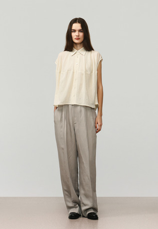 TRIACETATE SLUB FRENCH SLEEVE BLOUSE /トリアセテートスラブフレンチスリーブブラウス