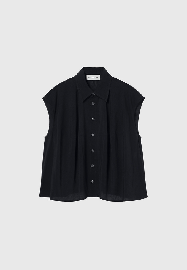 TRIACETATE SLUB FRENCH SLEEVE BLOUSE /トリアセテートスラブフレンチスリーブブラウス 詳細画像 Navy 1