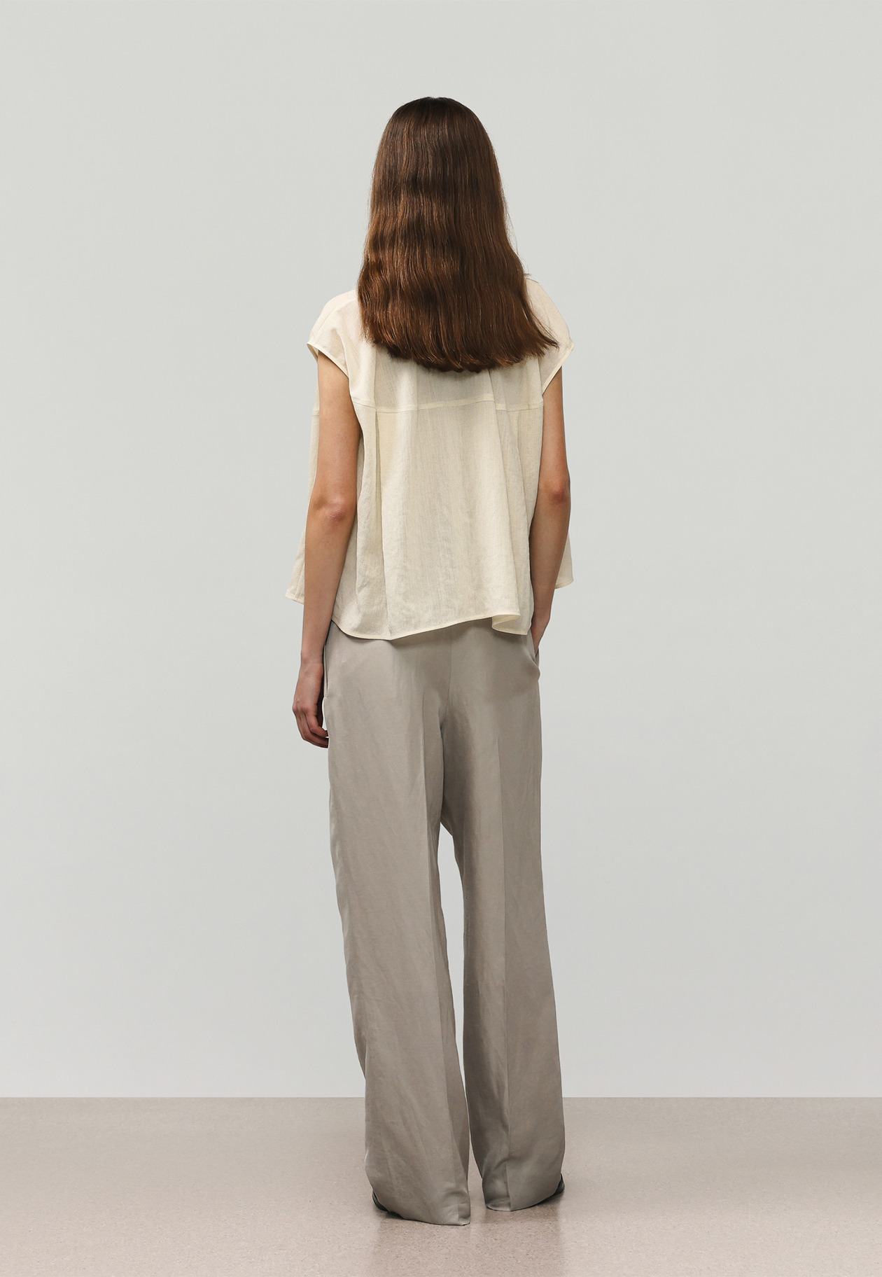 TRIACETATE SLUB FRENCH SLEEVE BLOUSE /トリアセテートスラブフレンチスリーブブラウス 詳細画像 Beige 3