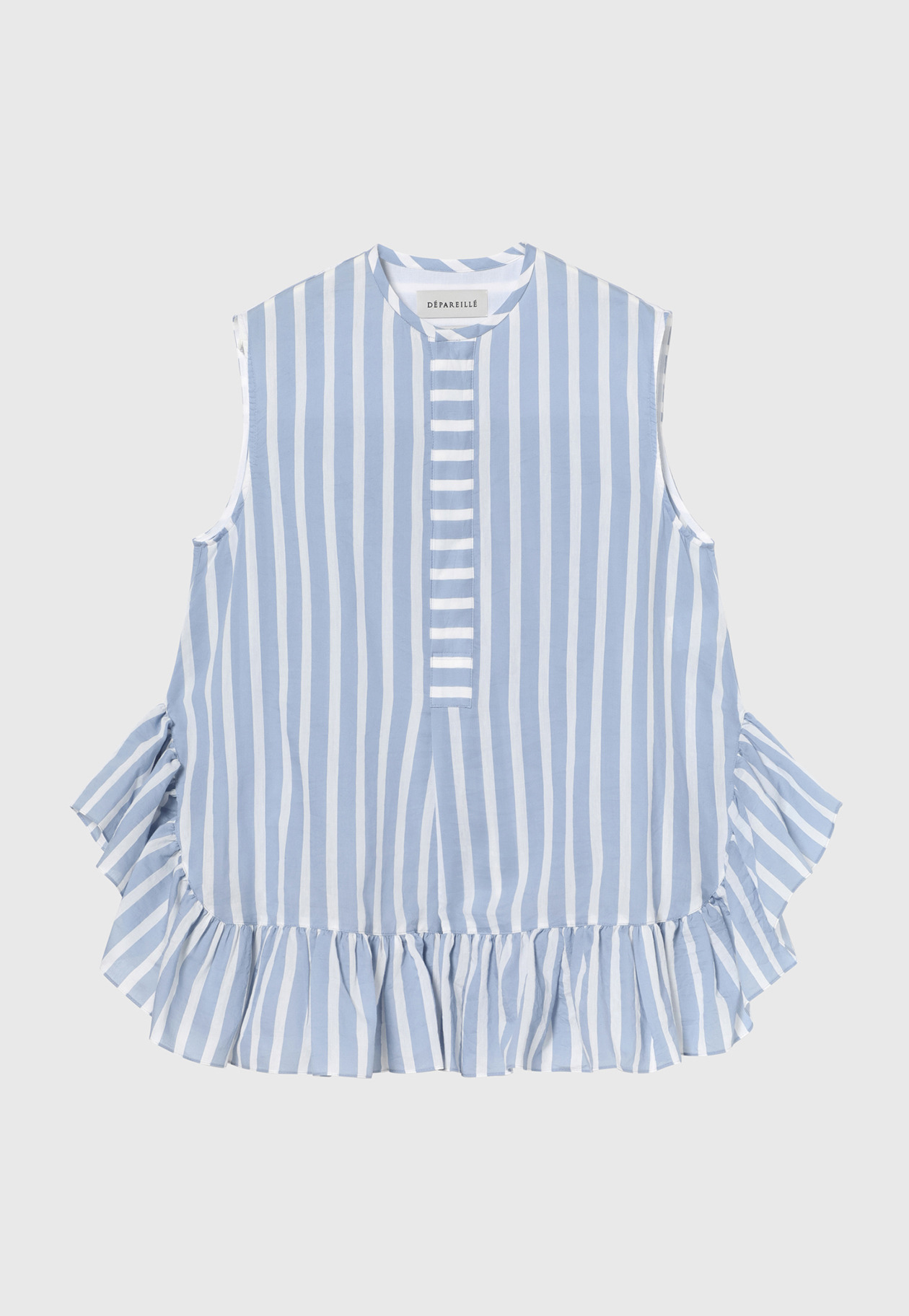 COTTON SILK BORDER SLEEVELESS BLOUSE / コットンシルクボーダースリーブレスブラウス 詳細画像 Blue 5