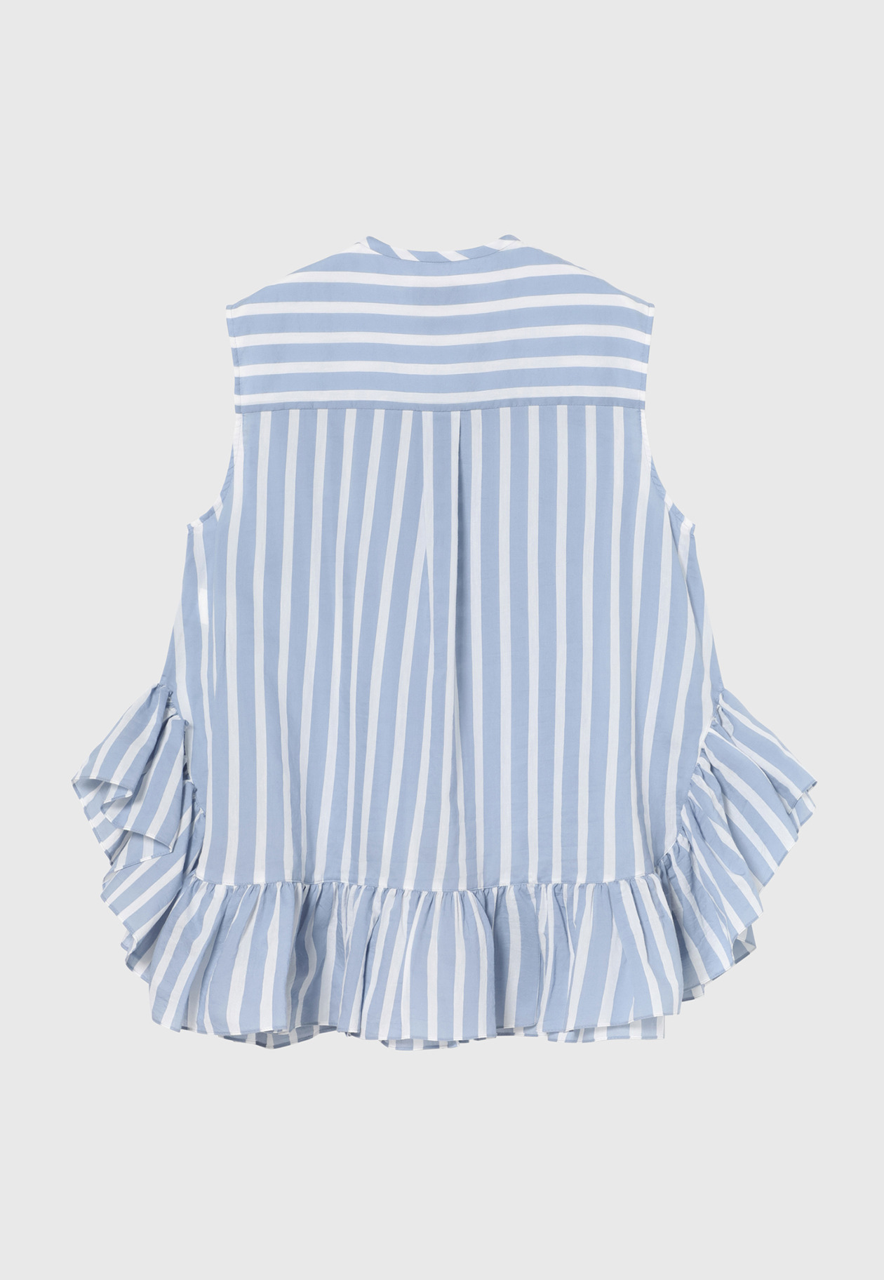 COTTON SILK BORDER SLEEVELESS BLOUSE / コットンシルクボーダースリーブレスブラウス 詳細画像 Blue 6