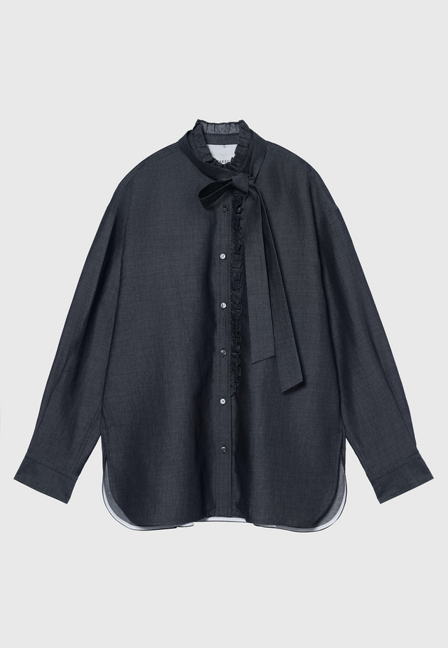 LIGHT DENIM BOW SHIRT / ライトデニムボウシャツ 詳細画像 Navy 1