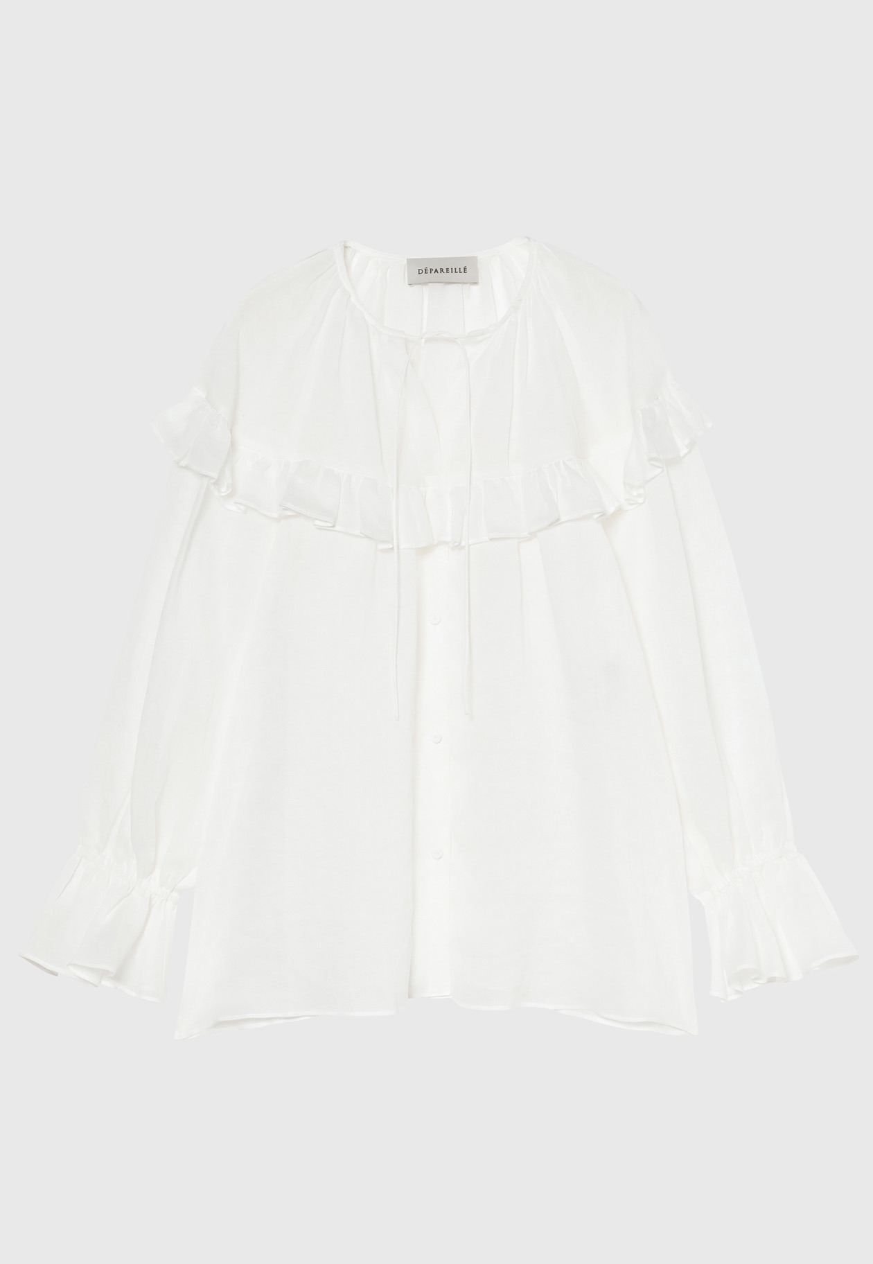 RAMIE TWILL RUFFLE BLOUSE / ラミーツイルラッフルブラウス 詳細画像 White 1