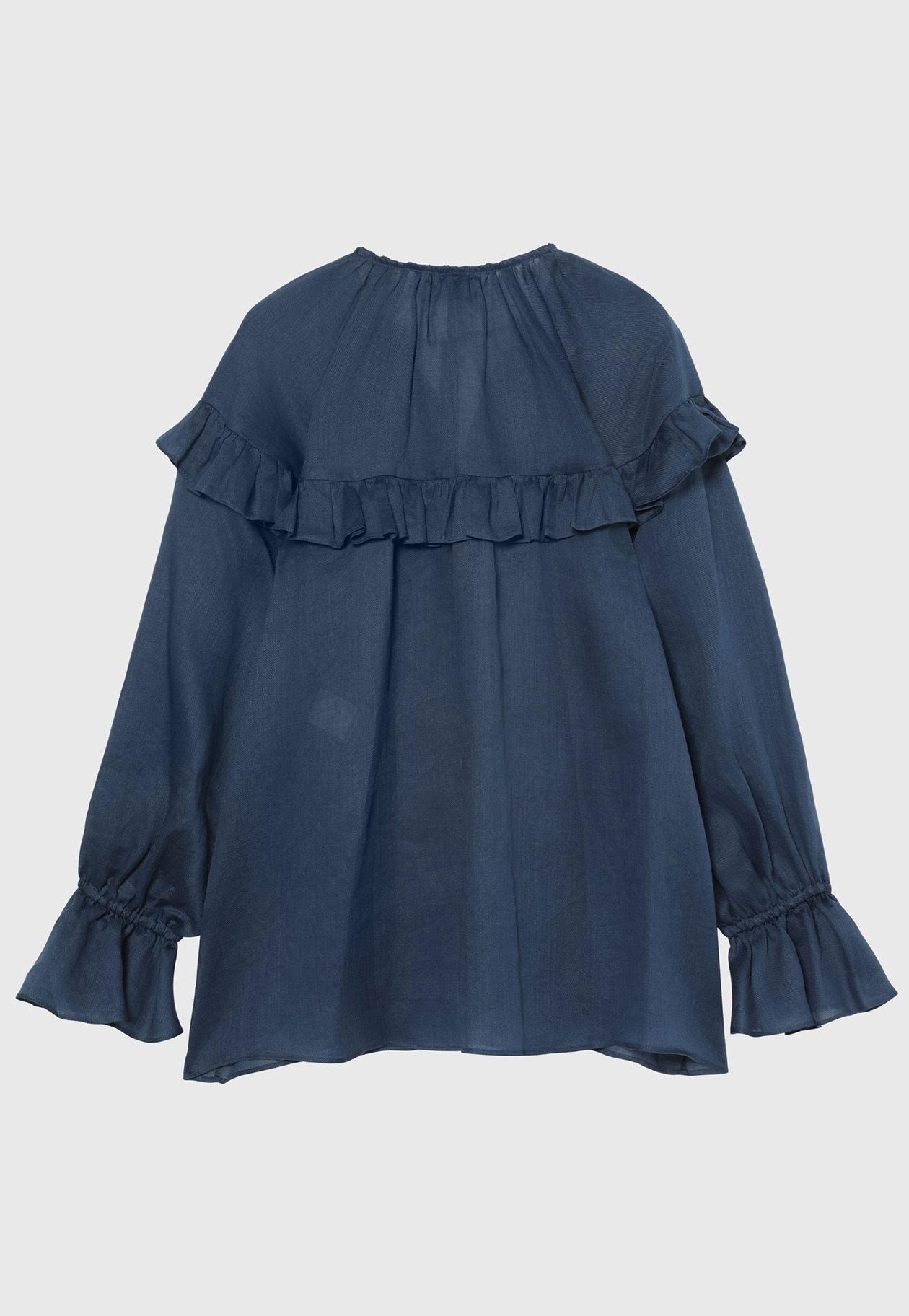 RAMIE TWILL RUFFLE BLOUSE / ラミーツイルラッフルブラウス 詳細画像 Navy 5
