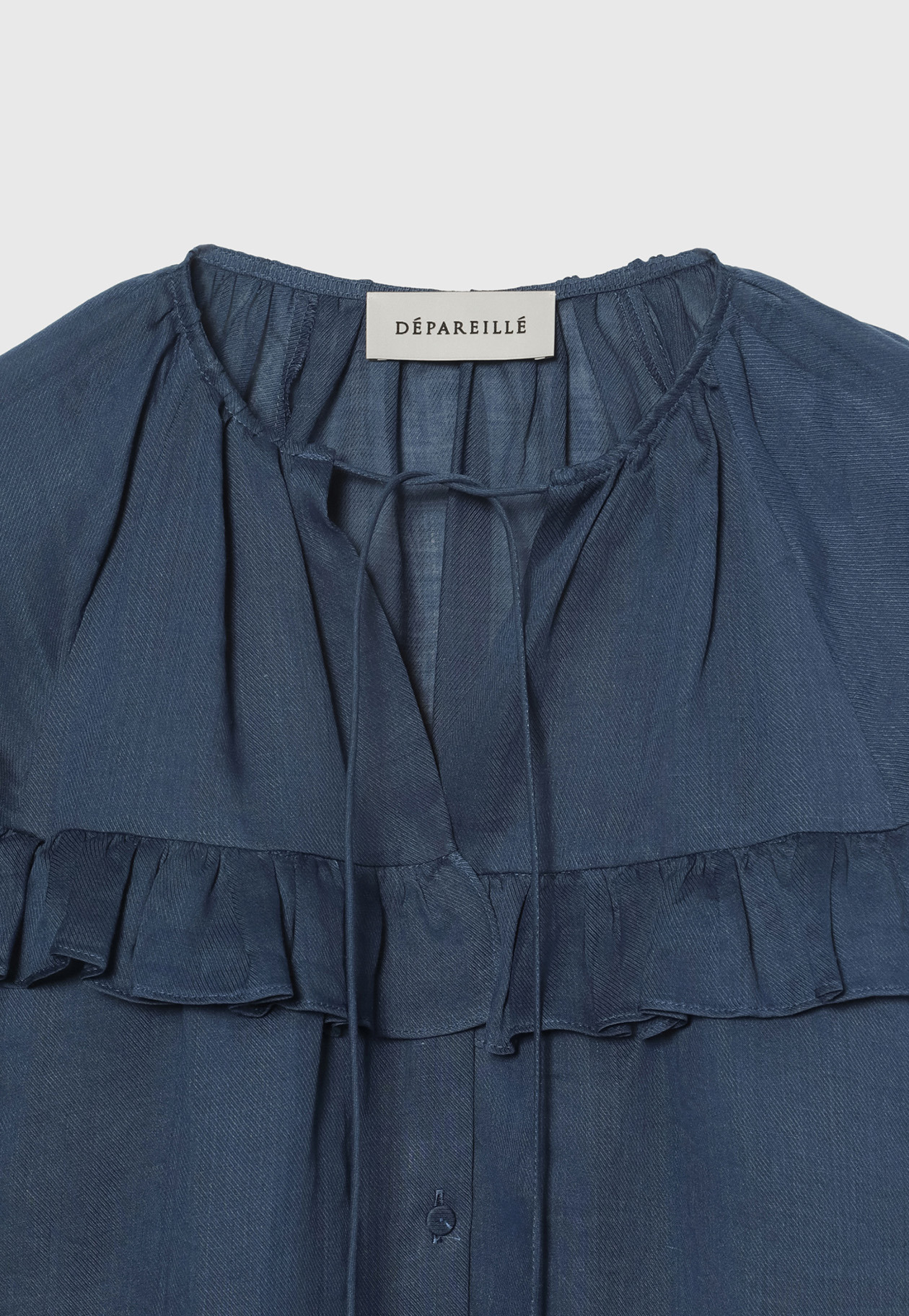 RAMIE TWILL RUFFLE BLOUSE / ラミーツイルラッフルブラウス 詳細画像 Navy 6