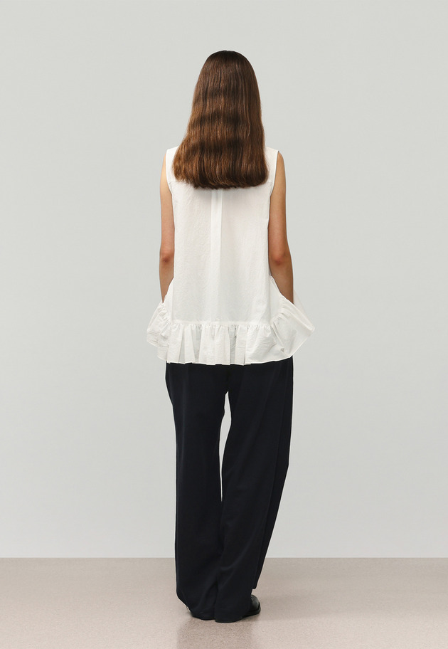 COTTON RUFFLE HEM SLEEVELESS BLOUSE / コットンラッフルヘムスリーブブラウス 詳細画像 OW 3