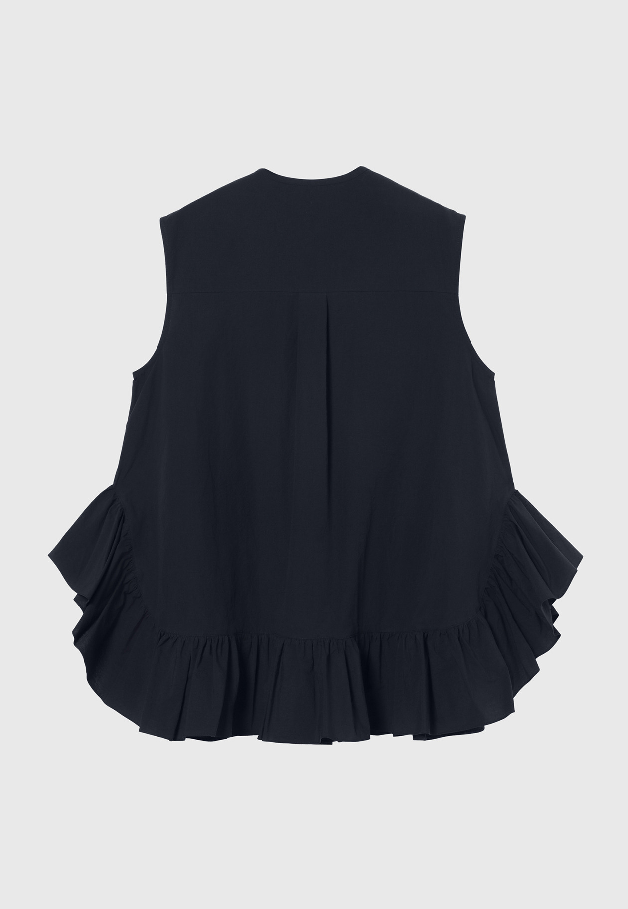 COTTON RUFFLE HEM SLEEVELESS BLOUSE / コットンラッフルヘムスリーブブラウス 詳細画像 Navy 2