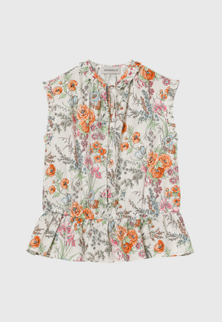 LINEN COTTON FLOWER PRINT BLOUSE / リネンコットンフラワープリントブラウス