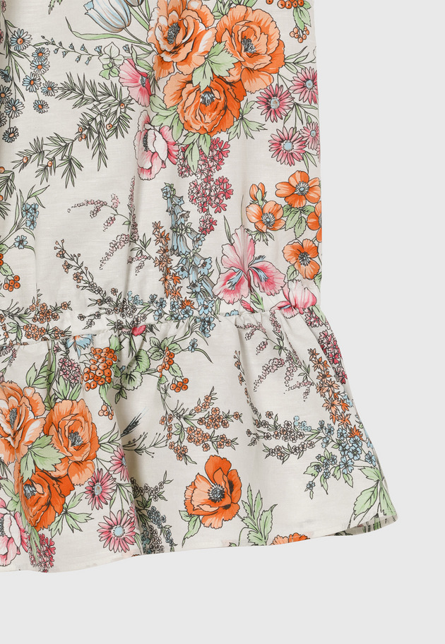 LINEN COTTON FLOWER PRINT BLOUSE / リネンコットンフラワープリントブラウス 詳細画像 Beige 5