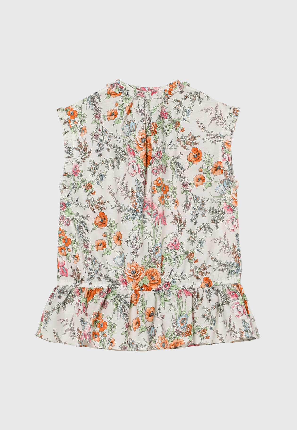 LINEN COTTON FLOWER PRINT BLOUSE / リネンコットンフラワープリントブラウス 詳細画像 Beige 2