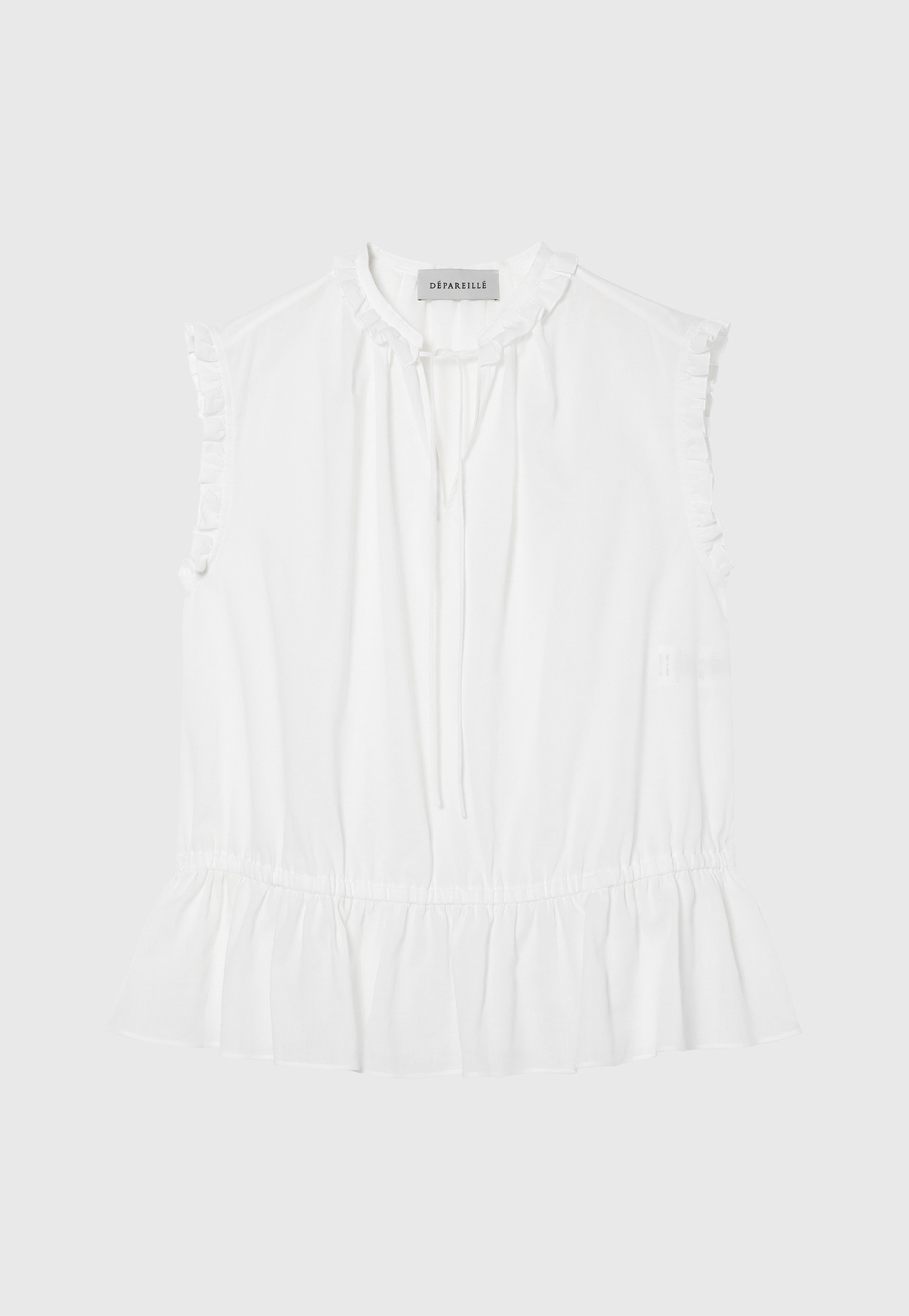 RAMIE COTTON SLEEVELESS FRILL BLOUSE / ラミーコットンスリーブレスフリルブラウス 詳細画像 OW 1