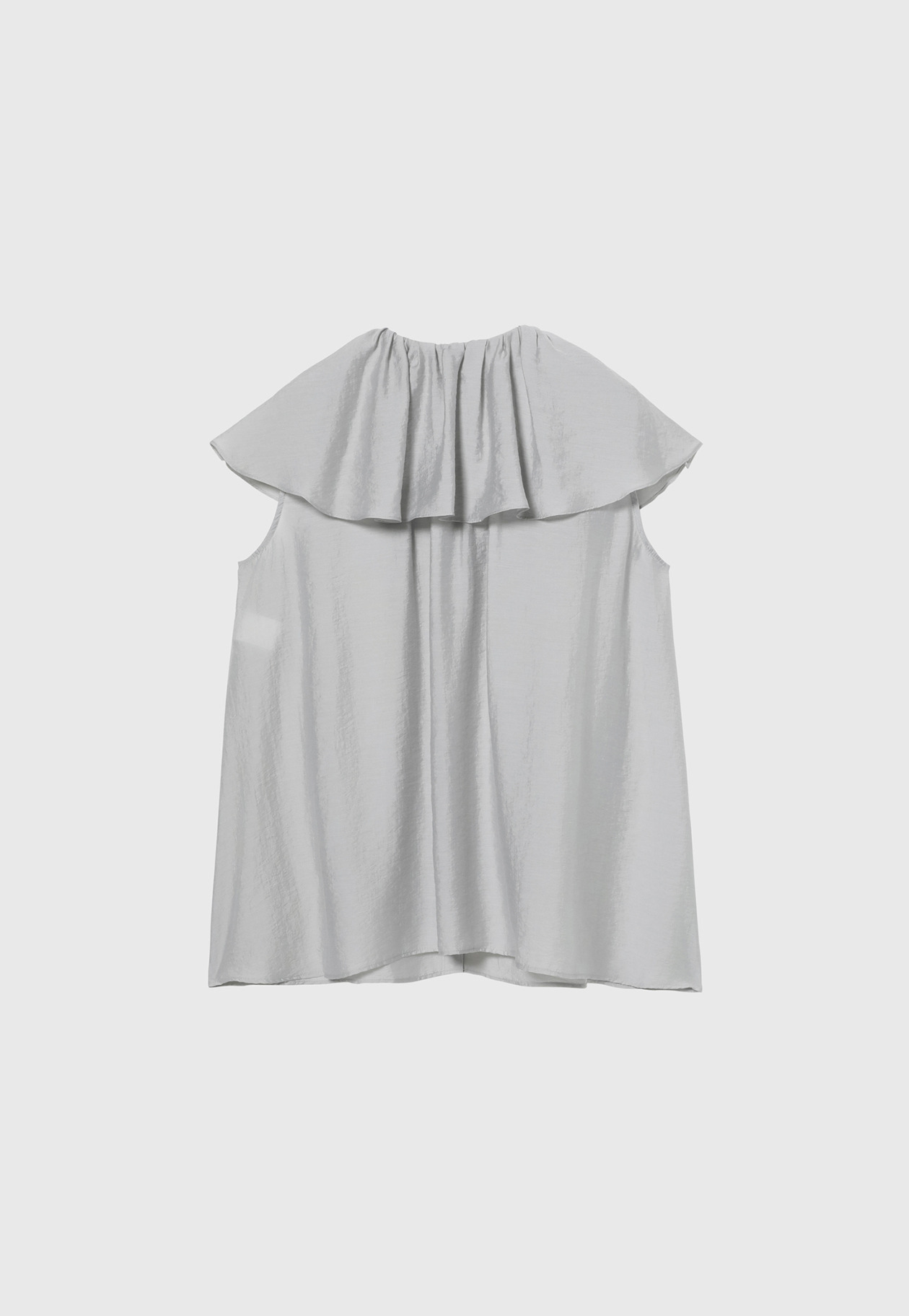 SHEER SILK RUFFLE SLEEVELESS BLOUSE / シアーシルクラッフルスリーブレスブラウス 詳細画像 L.GY 2