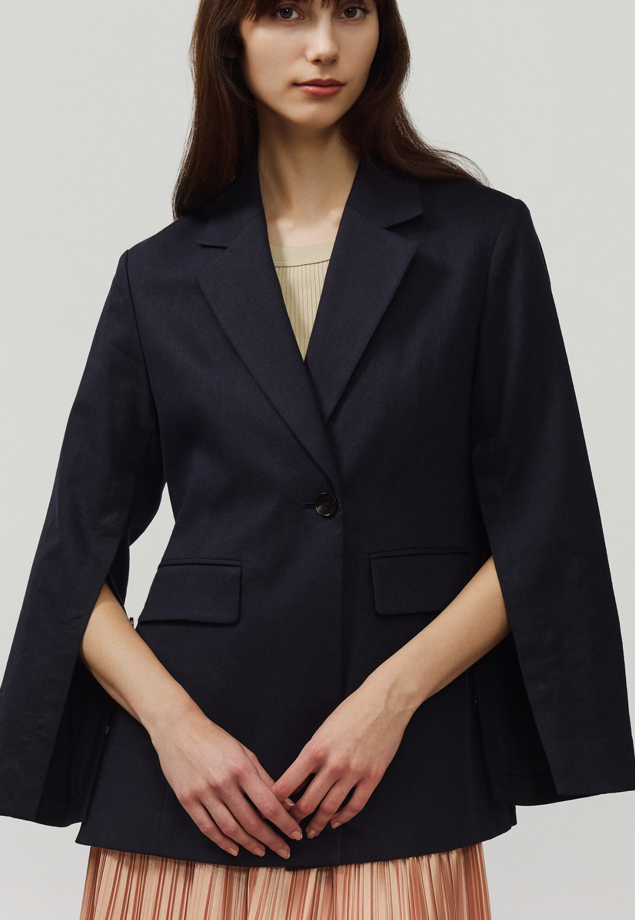 VISCORSE LINEN JACKET / ヴィスコースリネンジャケット 詳細画像 Navy 6