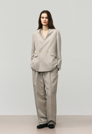 TRIACETATE LINEN NO COLLAR JACKET / トリアセテートリネンノーカラージャケット