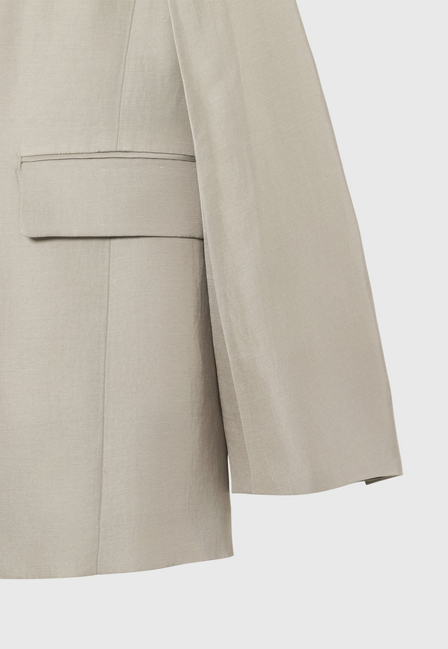 TRIACETATE LINEN NO COLLAR JACKET / トリアセテートリネンノーカラージャケット 詳細画像 Beige 10