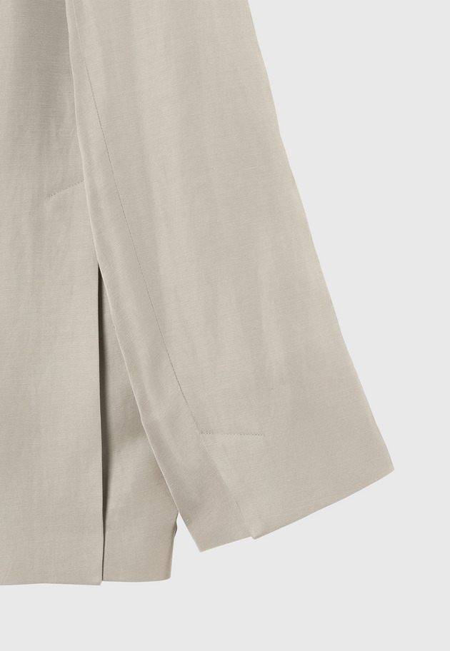 TRIACETATE LINEN NO COLLAR JACKET / トリアセテートリネンノーカラージャケット 詳細画像 Beige 11