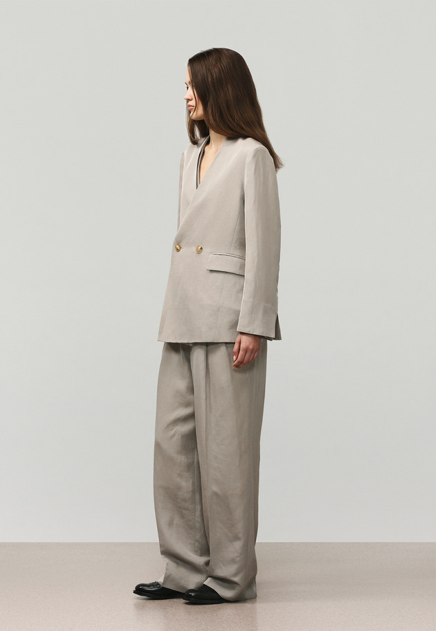 TRIACETATE LINEN NO COLLAR JACKET / トリアセテートリネンノーカラージャケット 詳細画像 Beige 2