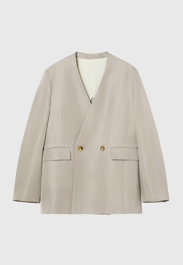 TRIACETATE LINEN NO COLLAR JACKET / トリアセテートリネンノーカラージャケット 詳細画像 Beige 6