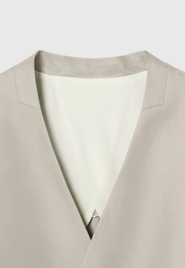 TRIACETATE LINEN NO COLLAR JACKET / トリアセテートリネンノーカラージャケット 詳細画像 Beige 8